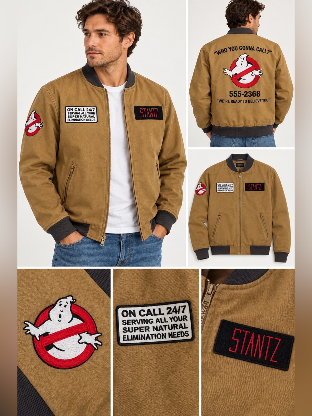 Halloween Ghostbusters Bomber Jacket in Brown Medium